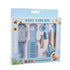 Baby care kit packaging with tools and branding on a white background