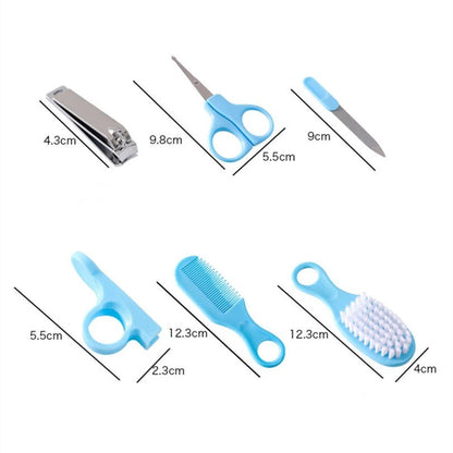 Set of grooming tools with measurements on a white background