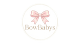 BowBabys logo with a pink satin bow above the brand name on a soft circular background