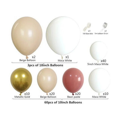 Balloon set with quantities and types on a white background