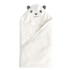 White baby towel with bear face design on a white background