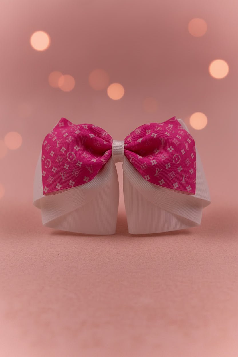 Pink and white bow with pinkish Starlight background
