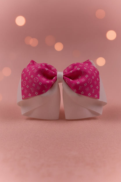 Pink and white bow with pinkish Starlight background