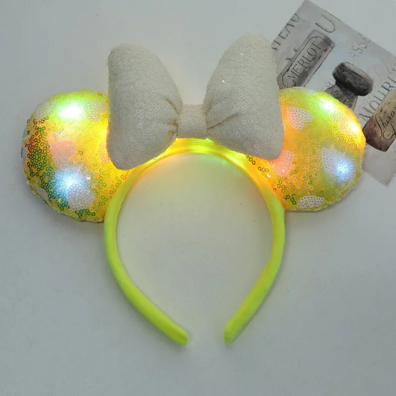 LED Sequin Bow Flared Ear Headband for Girls - BowBabys