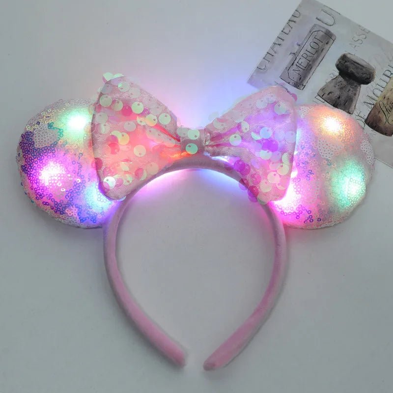 LED Sequin Bow Flared Ear Headband for Girls - BowBabys