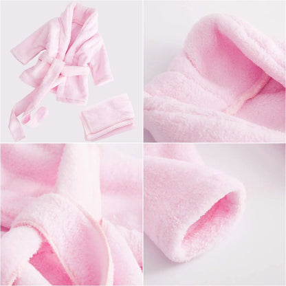 Collage of pink fleece fabric with close-up shots on a white background
