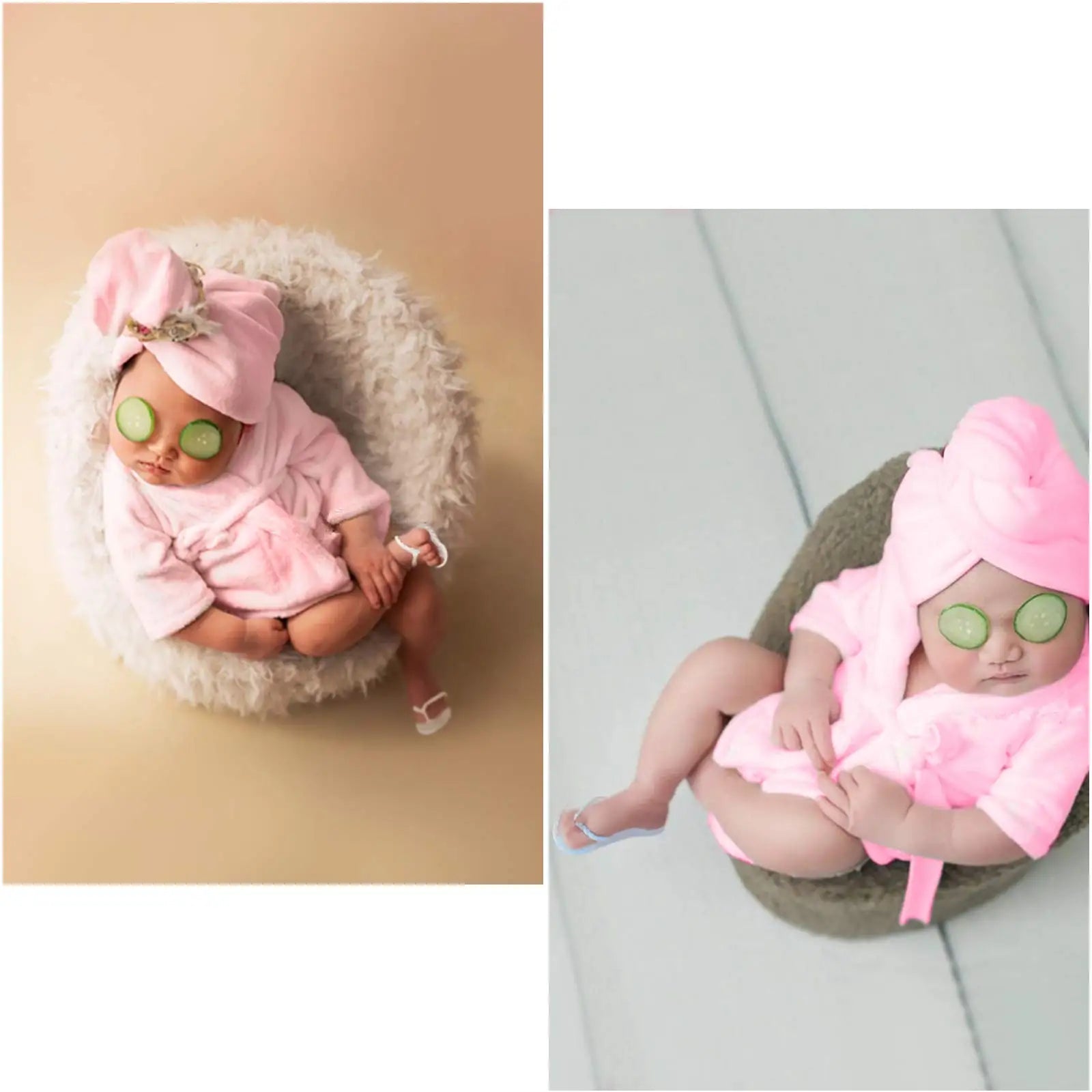 Newborn Photography Prop Bathrobe Outfit Set | Baby Photoshoot Robe &amp; Bath Towel Costume - BowBabys